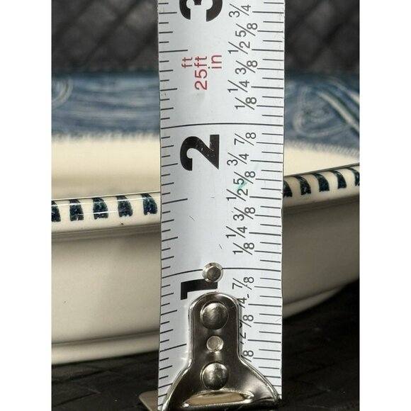 Old Homestead in Winter Pie Plate Royal China Green 10 Currier & Ives Blue Set 2 - Picture 5 of 10